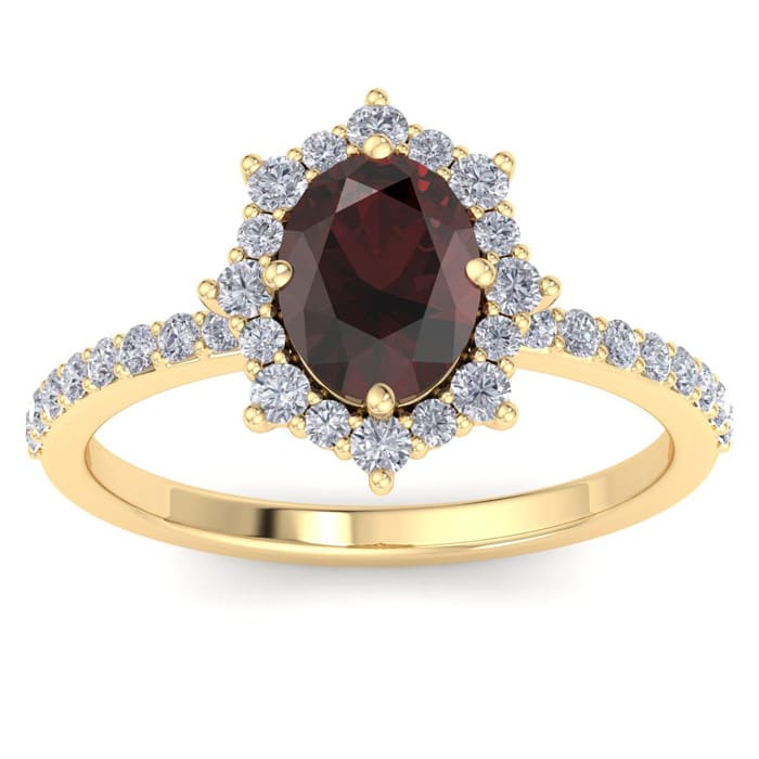 Garnet Ring: 2 Carat Garnet and Diamond Ring