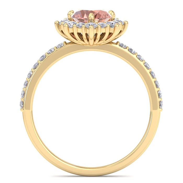 1-1/2 Carat Oval Shape Morganite and Diamond Ring In 14K Yellow Gold