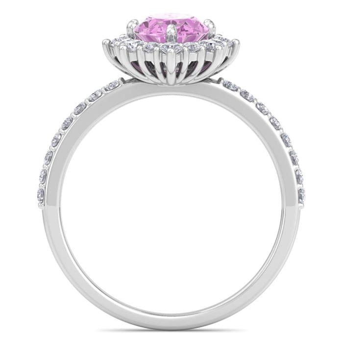 Pink Topaz Ring: 2 Carat Pink Topaz and Diamond Ring