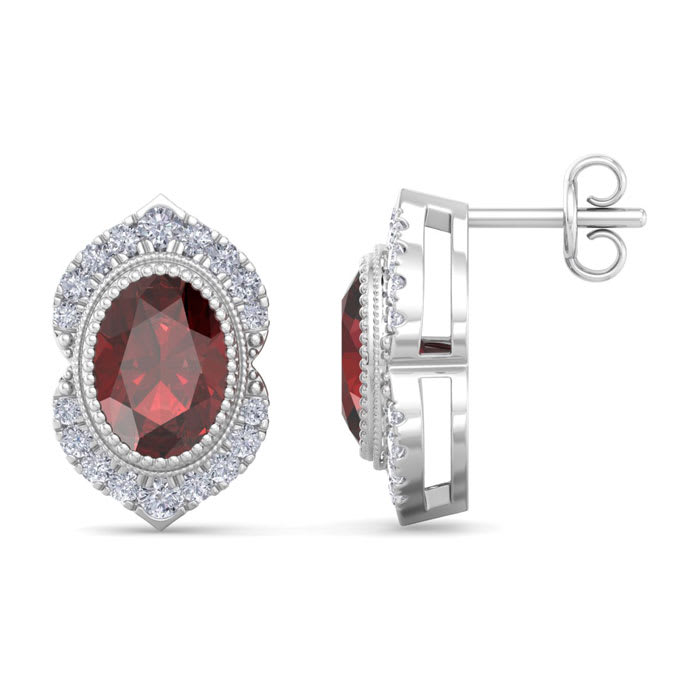 Garnet Earrings: 2 1/2 Carat Garnet and Diamond Earrings