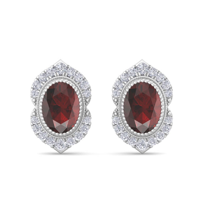 Garnet Earrings: 2 1/2 Carat Garnet and Diamond Earrings