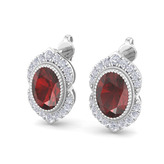 Garnet Earrings: 2 1/2 Carat Garnet and Diamond Earrings