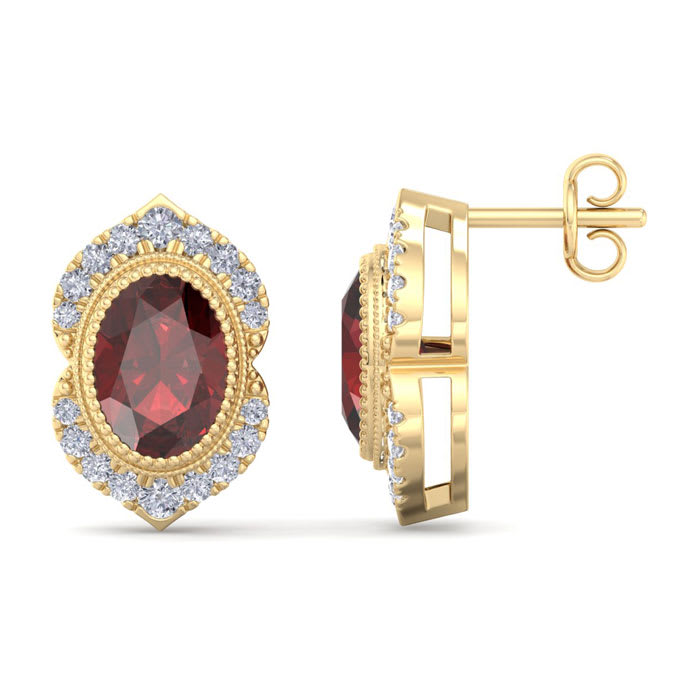 Garnet Earrings: 2 1/2 Carat Garnet and Diamond Earrings