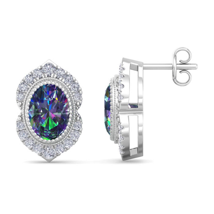 Mystic Topaz Earrings: 2 1/2 Carat Mystic Topaz and Diamond Earrings
