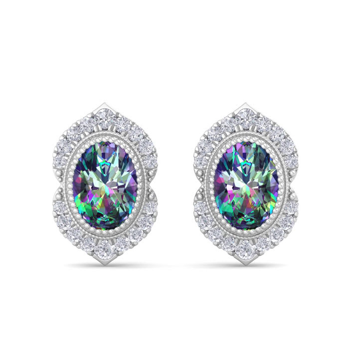 Mystic Topaz Earrings: 2 1/2 Carat Mystic Topaz and Diamond Earrings