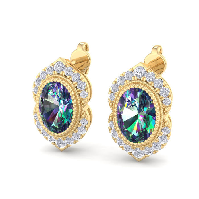 Mystic Topaz Earrings: 2 1/2 Carat Mystic Topaz and Diamond Earrings