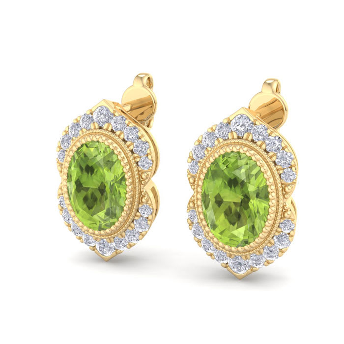 Peridot Earrings: 2 1/2 Carat Peridot and Diamond Earrings