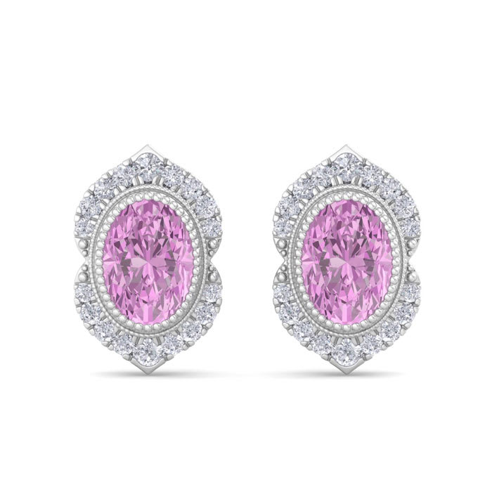 Pink Topaz Earrings: 2 1/2 Carat Pink Topaz and Diamond Earrings