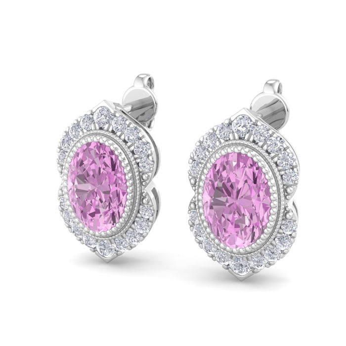 Pink Topaz Earrings: 2 1/2 Carat Pink Topaz and Diamond Earrings