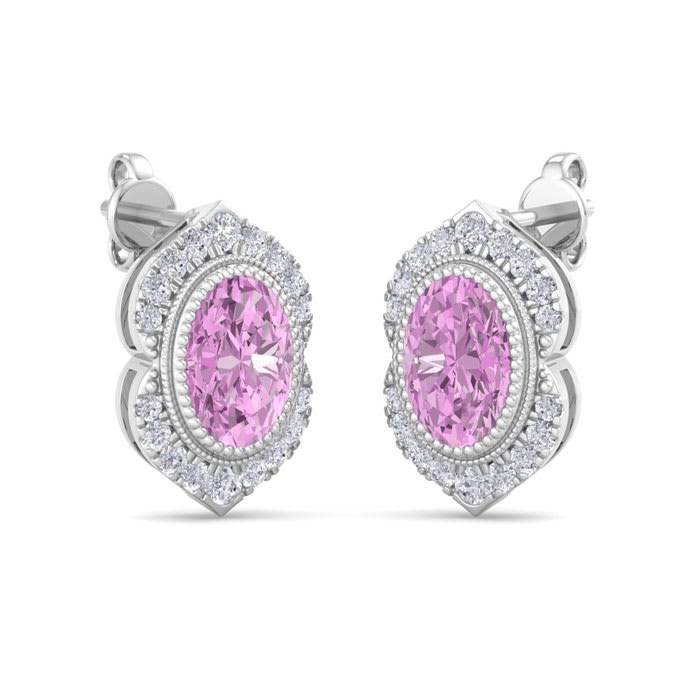 Pink Topaz Earrings: 2 1/2 Carat Pink Topaz and Diamond Earrings