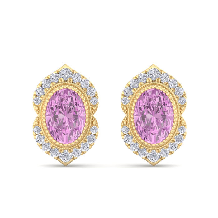 Pink Topaz Earrings: 2 1/2 Carat Pink Topaz and Diamond Earrings