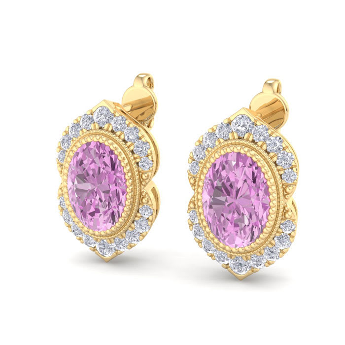 Pink Topaz Earrings: 2 1/2 Carat Pink Topaz and Diamond Earrings