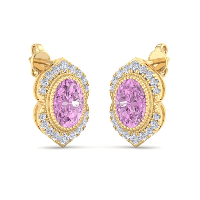 Pink Topaz Earrings: 2 1/2 Carat Pink Topaz and Diamond Earrings
