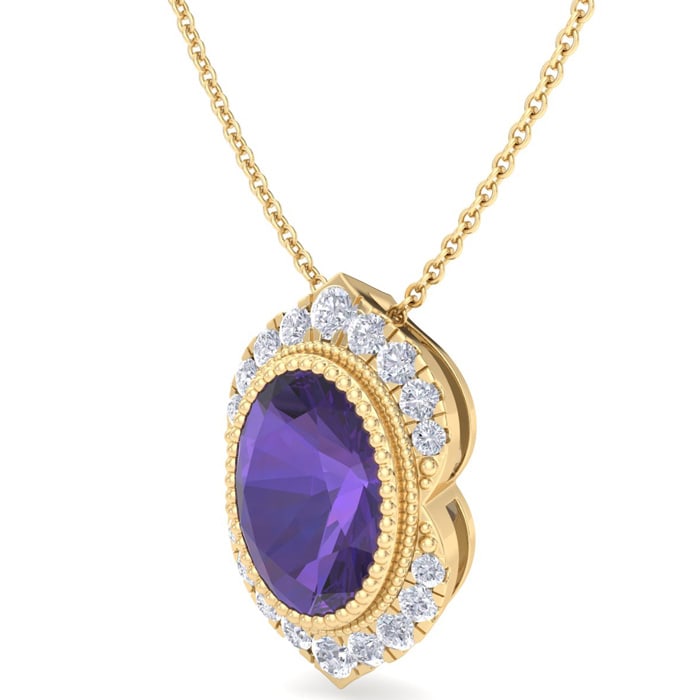 Amethyst Necklace: 1 1/5 Carat Amethyst and Diamond Necklace