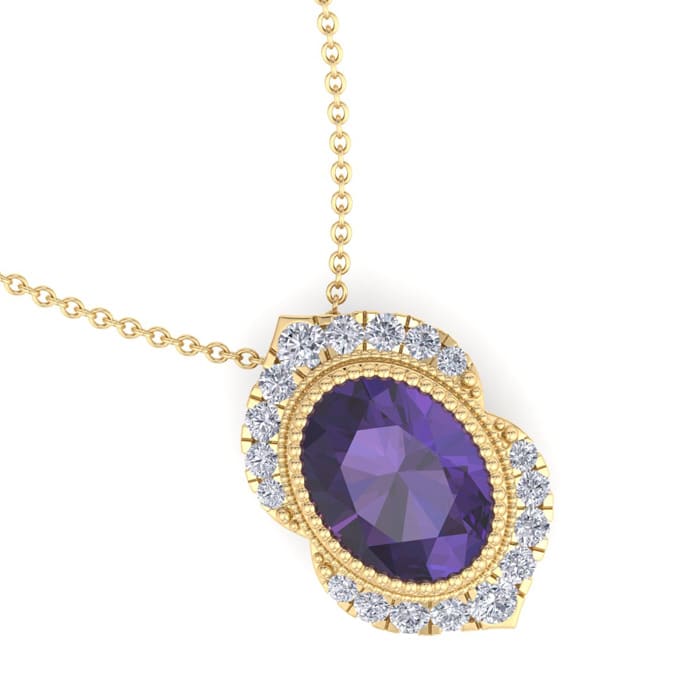 Amethyst Necklace: 1 1/5 Carat Amethyst and Diamond Necklace