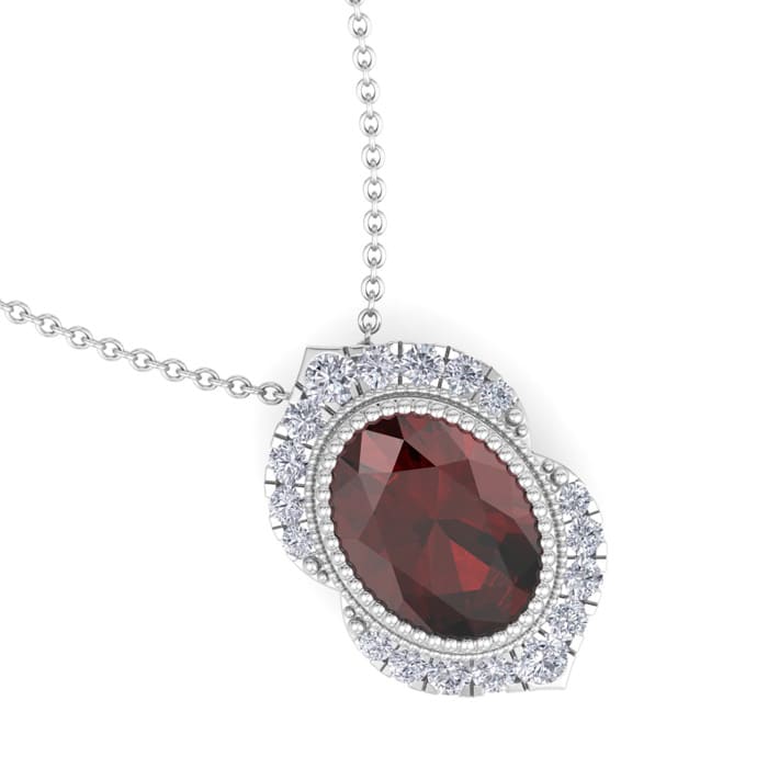 Garnet Necklace: 1 3/4 Carat Garnet and Diamond Necklace