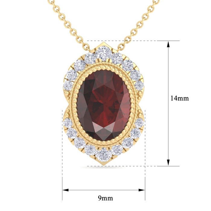 Garnet Necklace: 1 3/4 Carat Garnet and Diamond Necklace