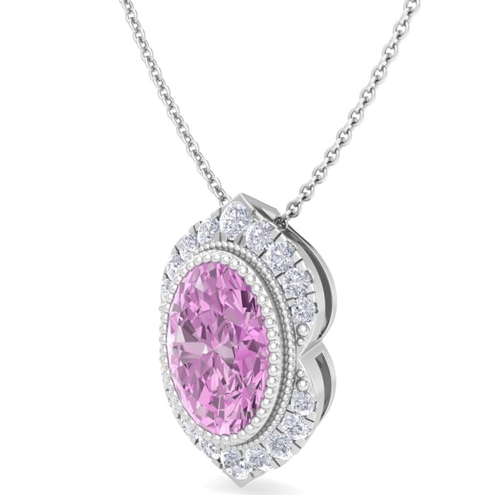 Pink Topaz Necklace: 1 3/4 Carat Pink Topaz and Diamond Necklace