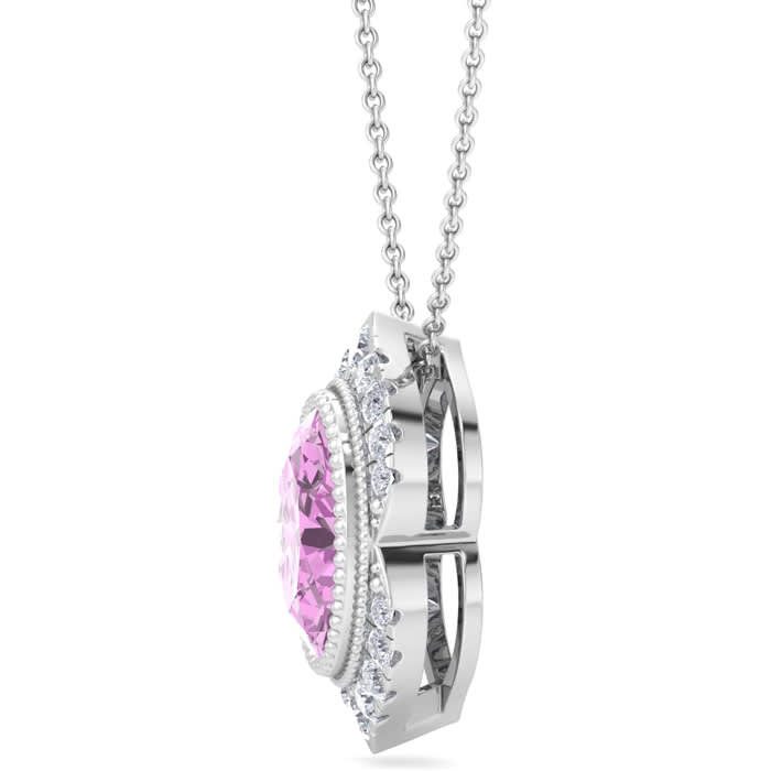 Pink Topaz Necklace: 1 3/4 Carat Pink Topaz and Diamond Necklace