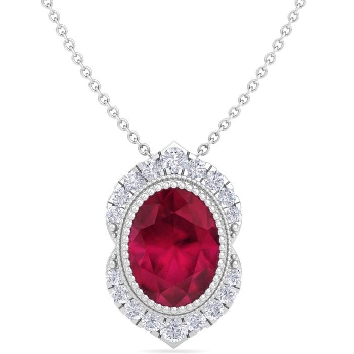 Ruby Necklace: 1 3/4 Carat Ruby and Diamond Necklace