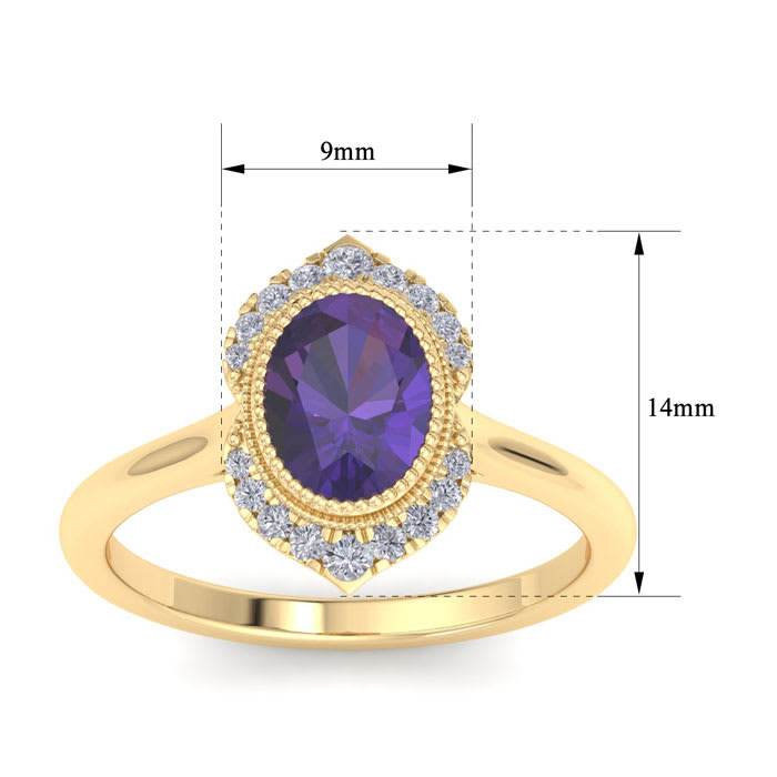 Amethyst Ring: 1 1/5 Carat Amethyst and Diamond Ring