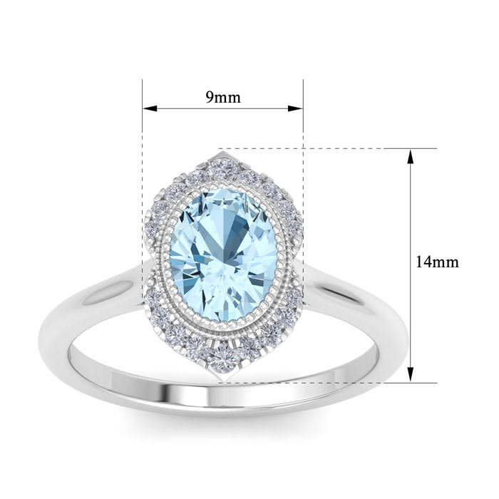 Aquamarine Ring: 1 1/5 Carat Aquamarine and Diamond Ring