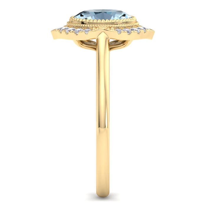 Aquamarine Ring: 1 1/5 Carat Aquamarine and Diamond Ring