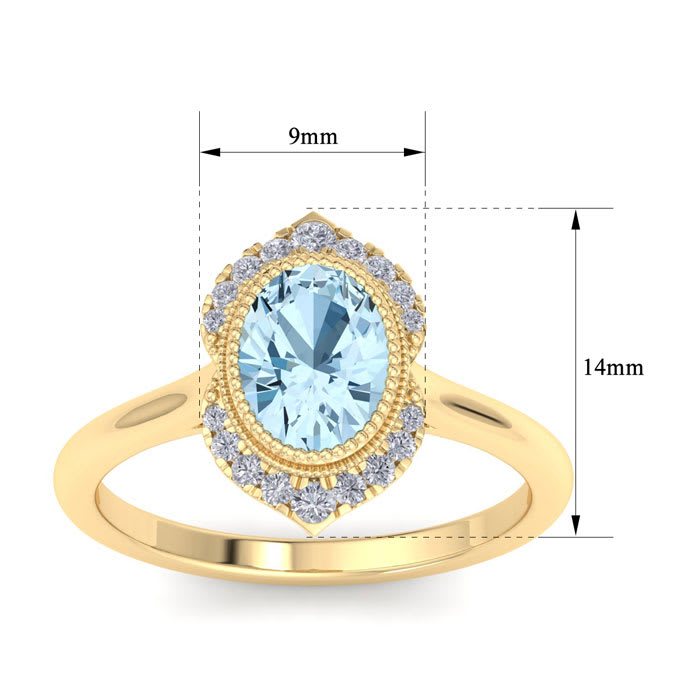 Aquamarine Ring: 1 1/5 Carat Aquamarine and Diamond Ring
