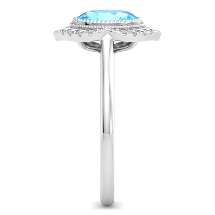 Blue Topaz Ring: 1 3/4 Carat Blue Topaz and Diamond Ring