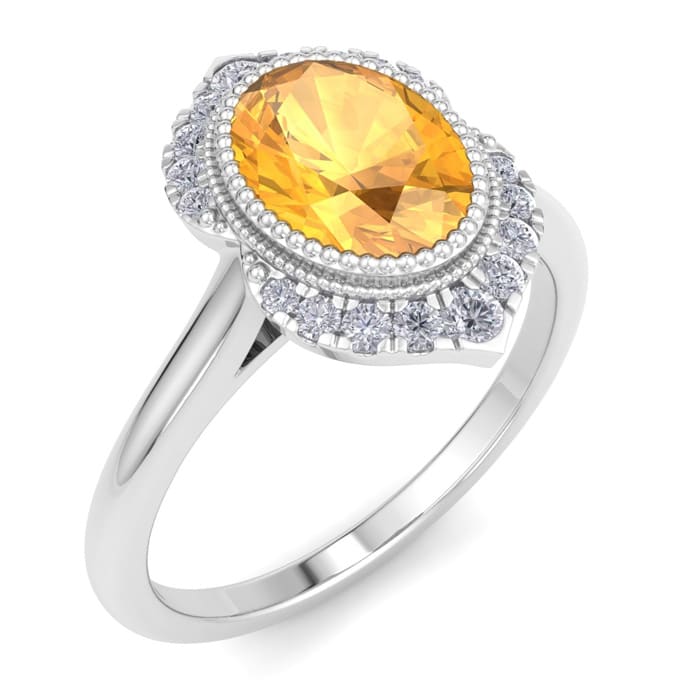 Citrine Ring: 1 1/5 Carat Citrine and Diamond Ring