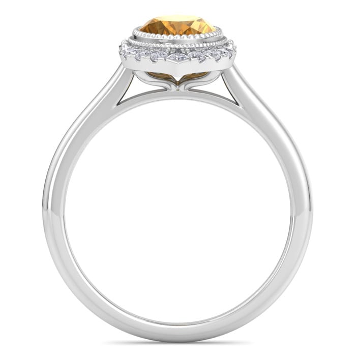 Citrine Ring: 1 1/5 Carat Citrine and Diamond Ring