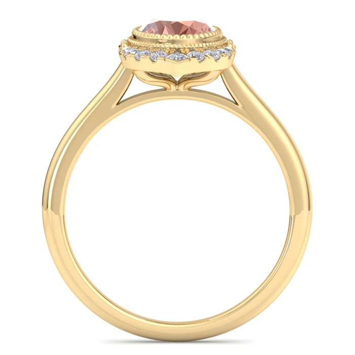 1-1/5 Carat Oval Shape Morganite and Diamond Ring In 14K Yellow Gold