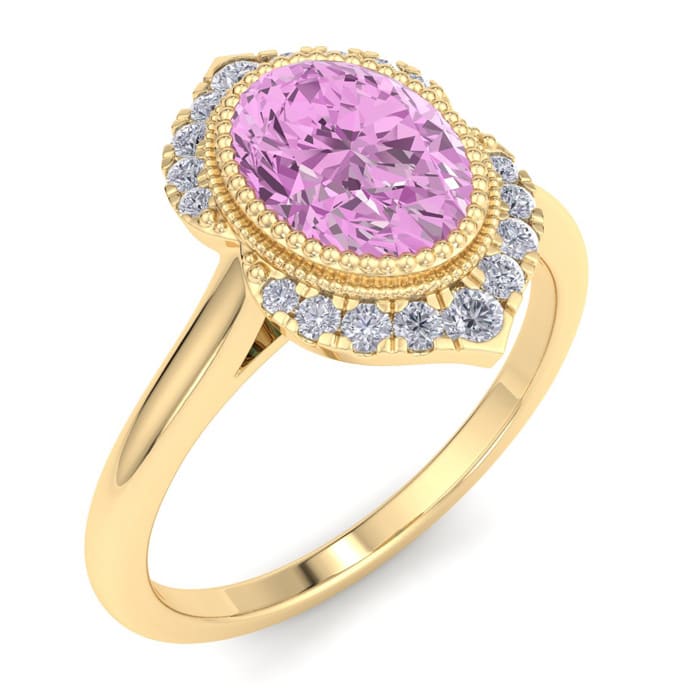 Pink Topaz Ring: 1 3/4 Carat Pink Topaz and Diamond Ring