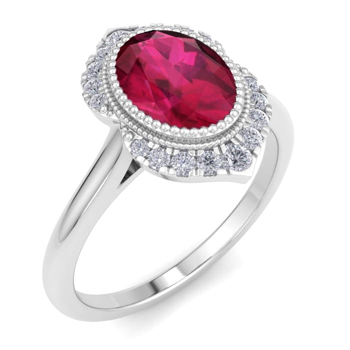 Ruby Ring: 1 3/4 Carat Ruby and Diamond Ring