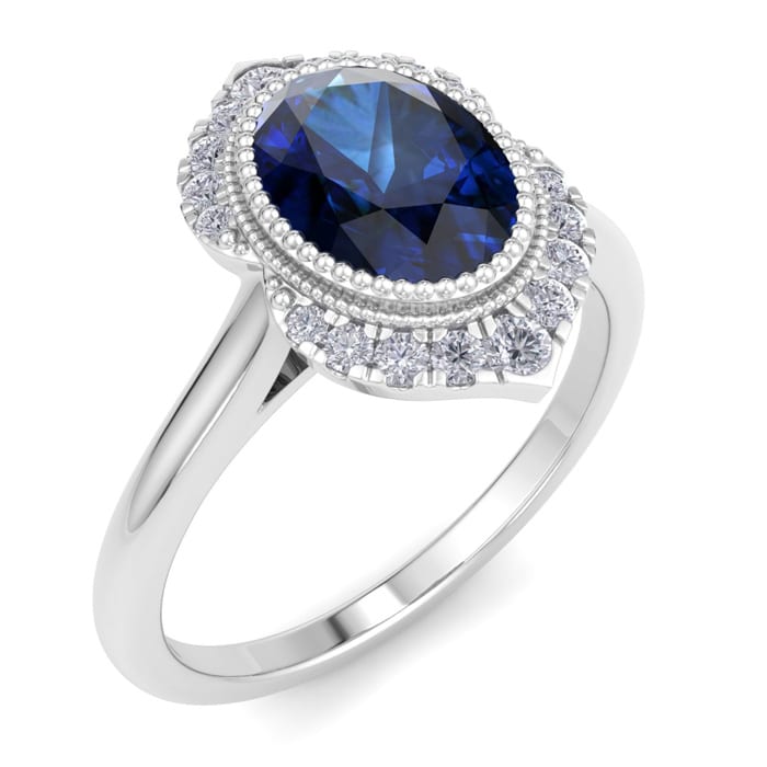 Sapphire Ring: 1 3/4 Carat Sapphire and Diamond Ring