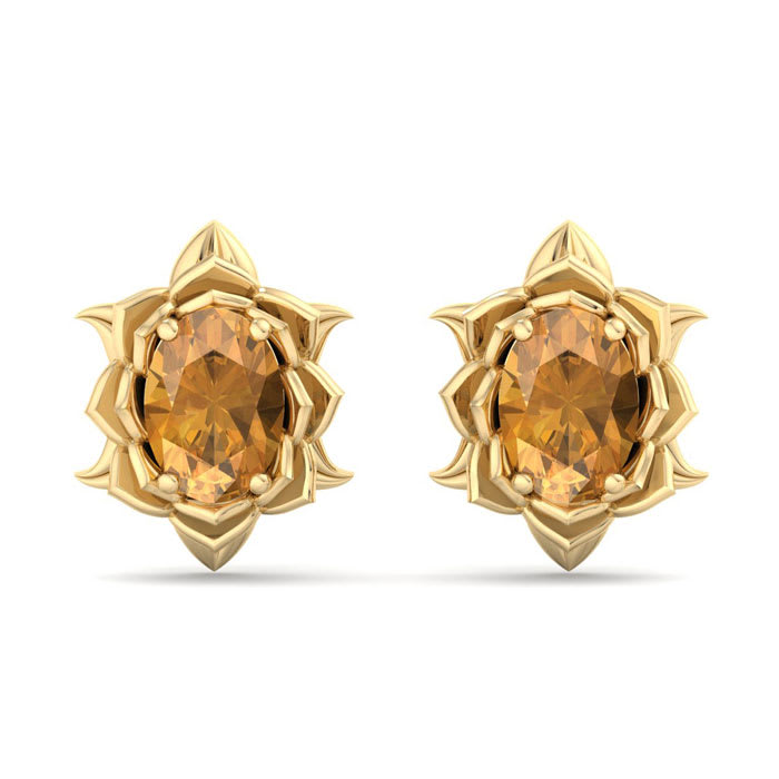 Citrine Earrings: 1 1/2 Carat Citrine Earrings