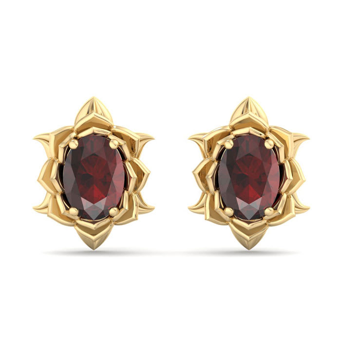 Garnet Earrings: 2 Carat Garnet Earrings