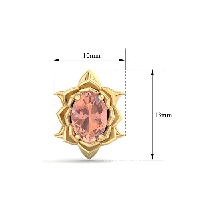 1-1/2 Carat Oval Shape Morganite Ornate Stud Earrings In 14K Yellow Gold