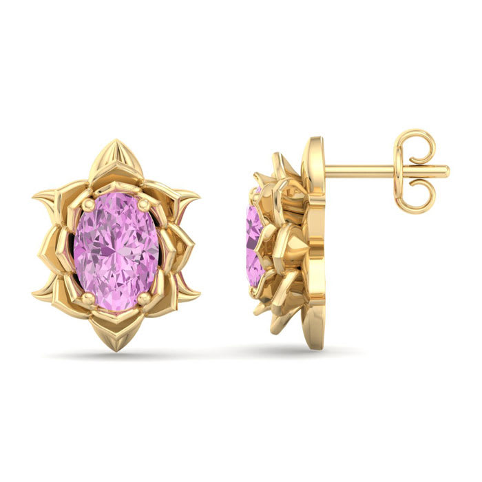 Pink Topaz Earrings: 2 Carat Pink Topaz Earrings
