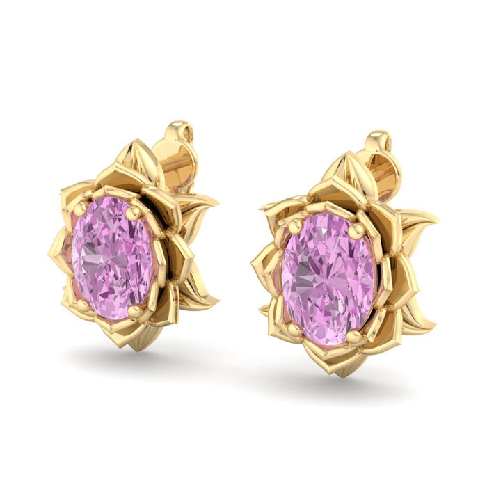 Pink Topaz Earrings: 2 Carat Pink Topaz Earrings
