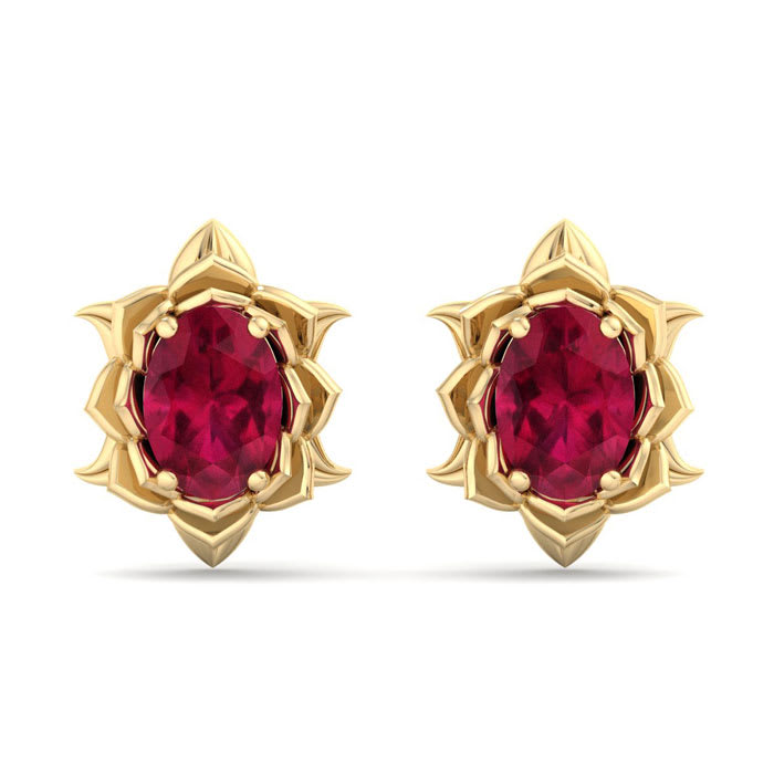 Ruby Earrings: 2 Carat Ruby Earrings