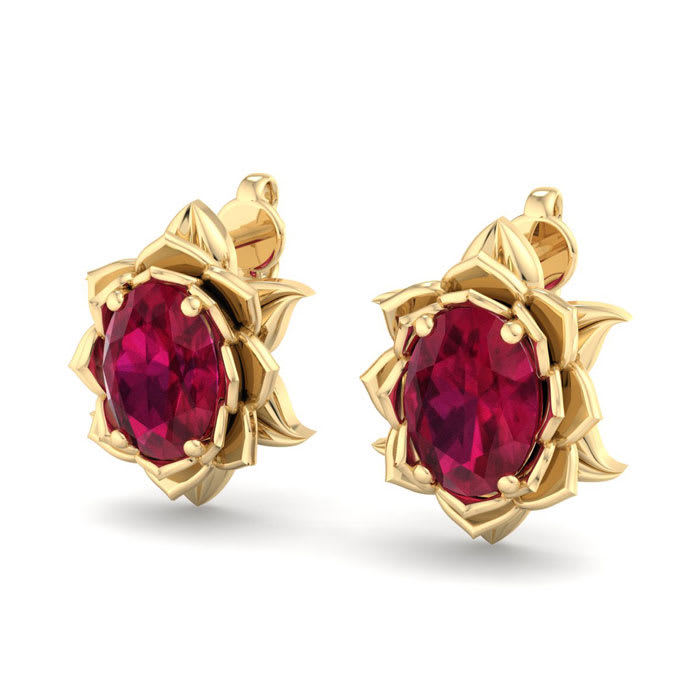 Ruby Earrings: 2 Carat Ruby Earrings