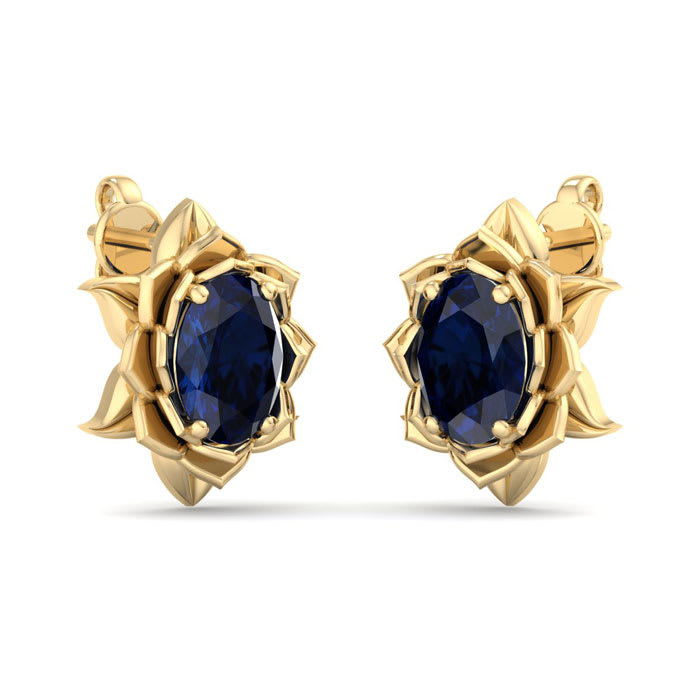 Sapphire Earrings: 2 Carat Sapphire Earrings