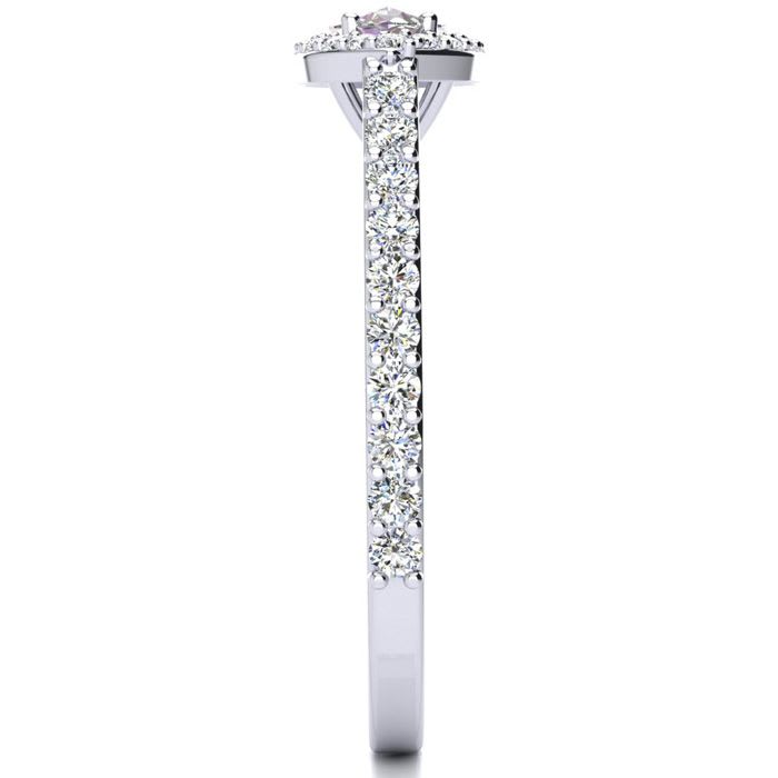 3/4 Carat Marquise Shape Mystic Topaz Ring With Diamond Halo In 14 Karat White Gold