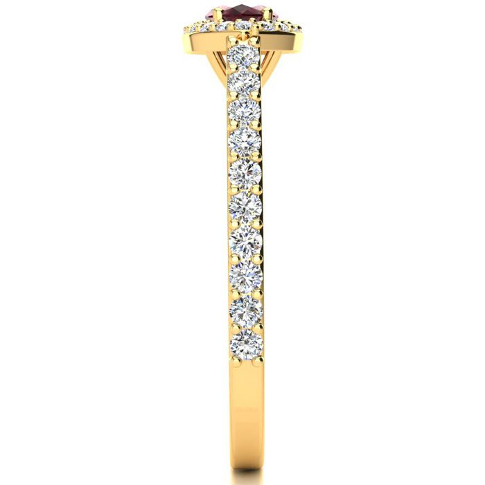 Garnet Ring: Garnet Jewelry: 1 Carat Marquise Shape Garnet and Halo Diamond Ring In 14 Karat Yellow Gold
