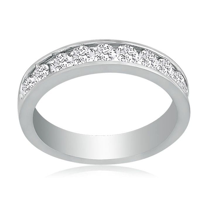 1 Carat Diamond Wedding Band In 14 Karat White Gold