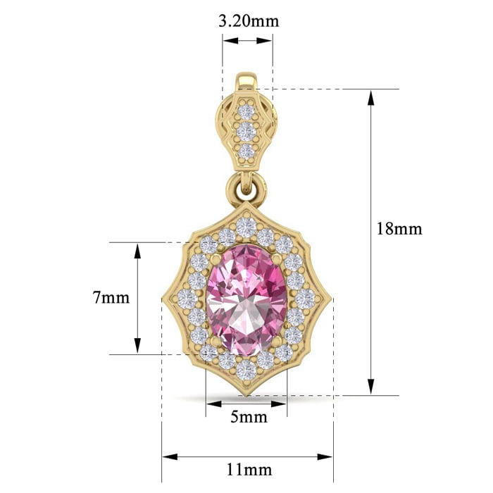 Pink Gemstones 2 1/4 Carat Oval Shape Pink Topaz and Diamond Dangle Earrings In 14 Karat Yellow Gold