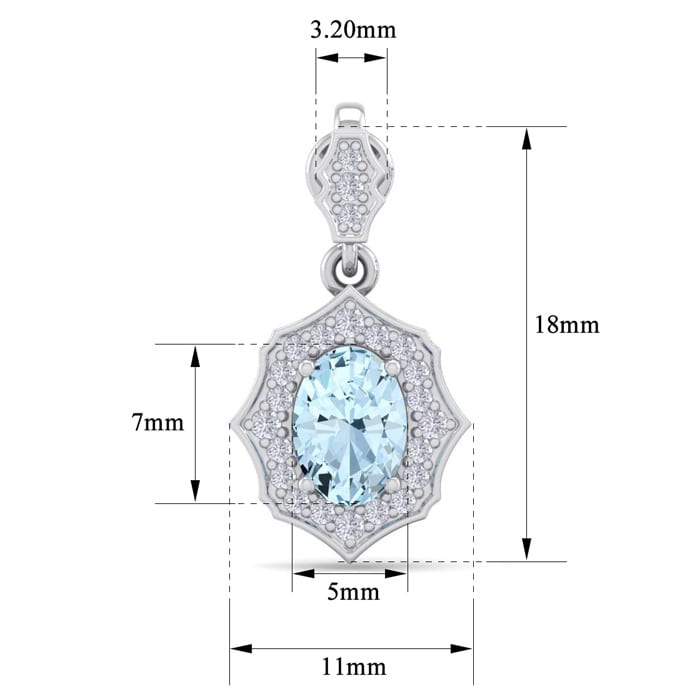 Aquamarine Earrings: Aquamarine Jewelry: 1 3/4 Carat Oval Shape Aquamarine and Diamond Dangle Earrings In 14 Karat White Gold