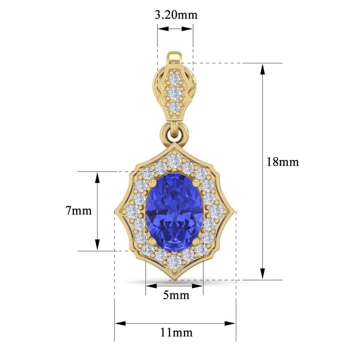 2 1/5 Carat Oval Shape Tanzanite and Diamond Dangle Earrings In 14 Karat Yellow Gold