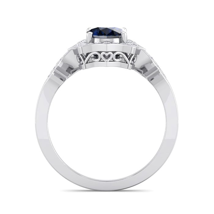 1 3/4 Carat Oval Shape Sapphire and Diamond Ring In 14 Karat White Gold
